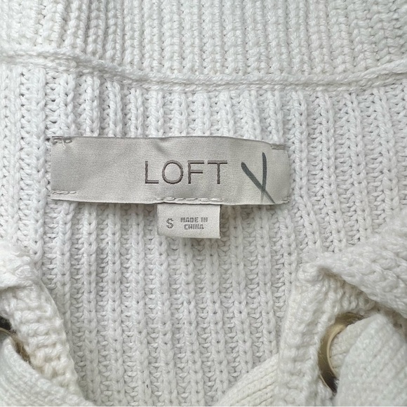 LOFT Striped Blue and White Lace Up Polo Sweater Size Small - Picture 11 of 12